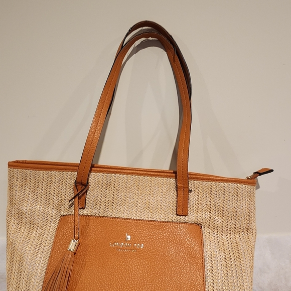 London Fog Alisa Jute Straw Tote Handbag - Picture 14 of 14